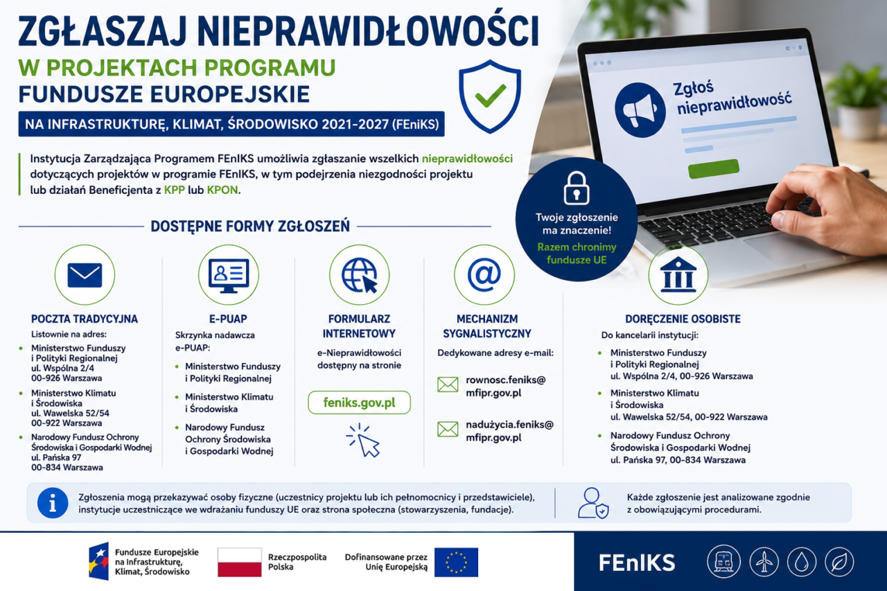 Mechanizm umożliwiający zgłoszenie nieprawidłowości – FEnIKS 2021 – 2027