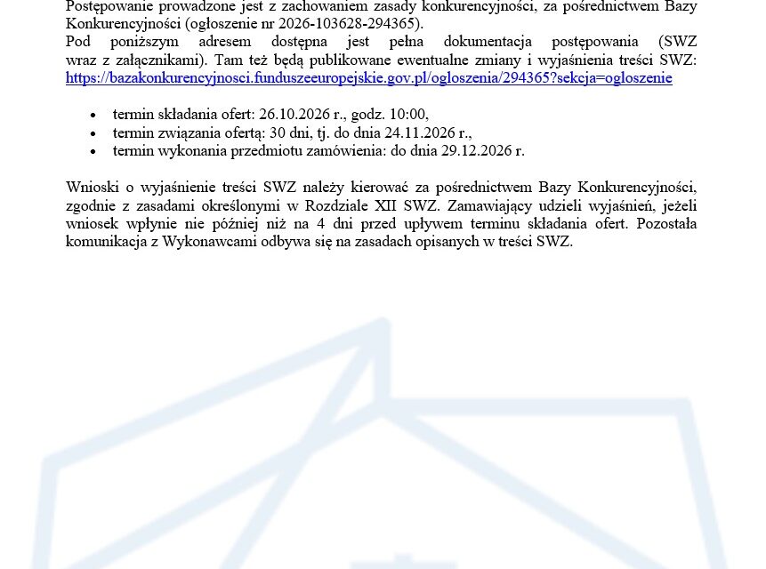 Postępowanie zakupowe nr CW/2/10/2026