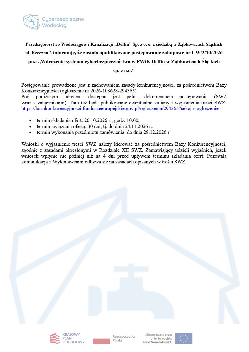 Postępowanie zakupowe nr CW/2/10/2026
